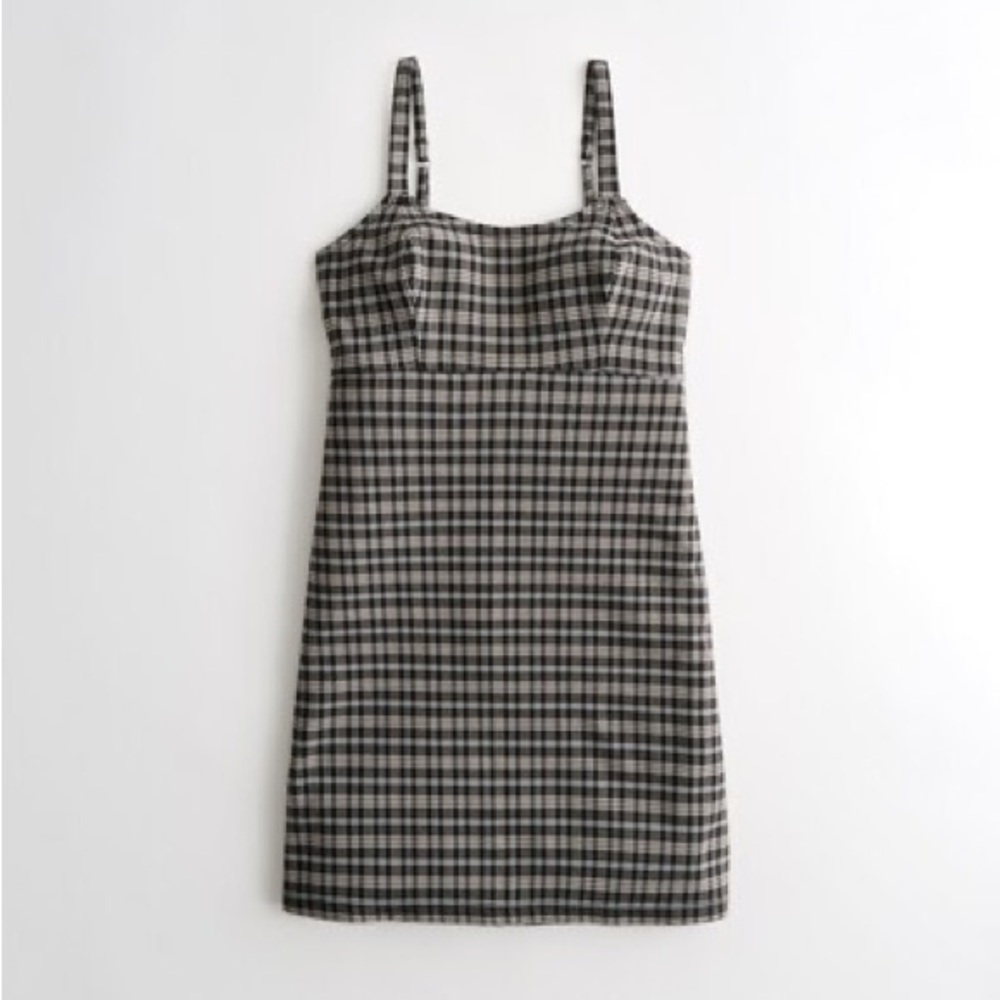 Hollister Co Advanced Stretch Black/Brown Plaid Mini Dress